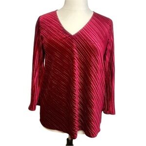 NWT Womens Plus Alfani Red Ribbed Velvet Blouse Top